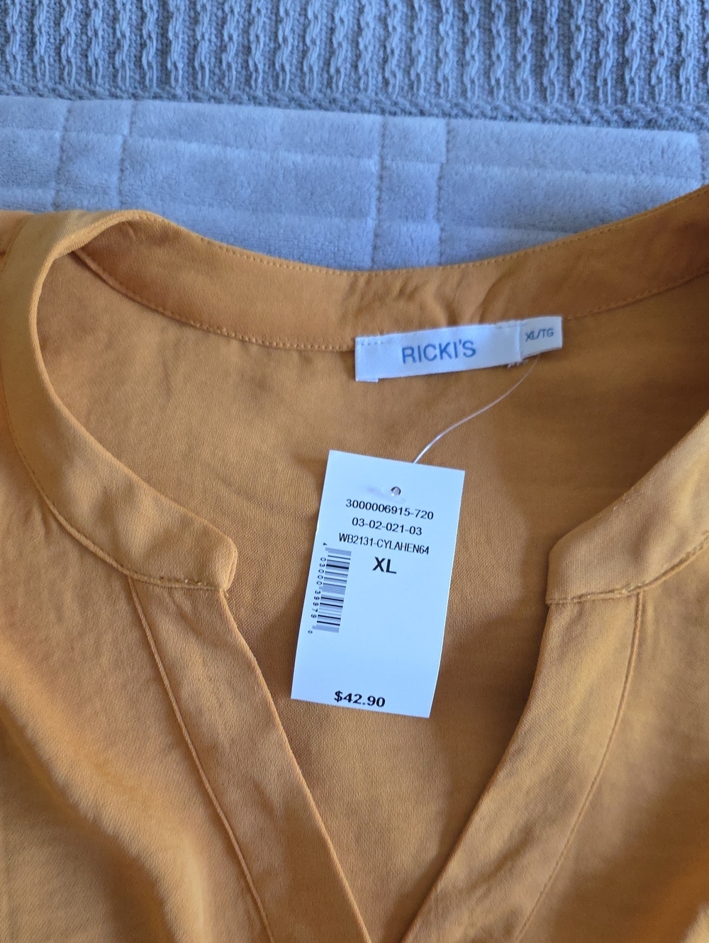 RICKI'S Mustard Split-Neck Tunic Top